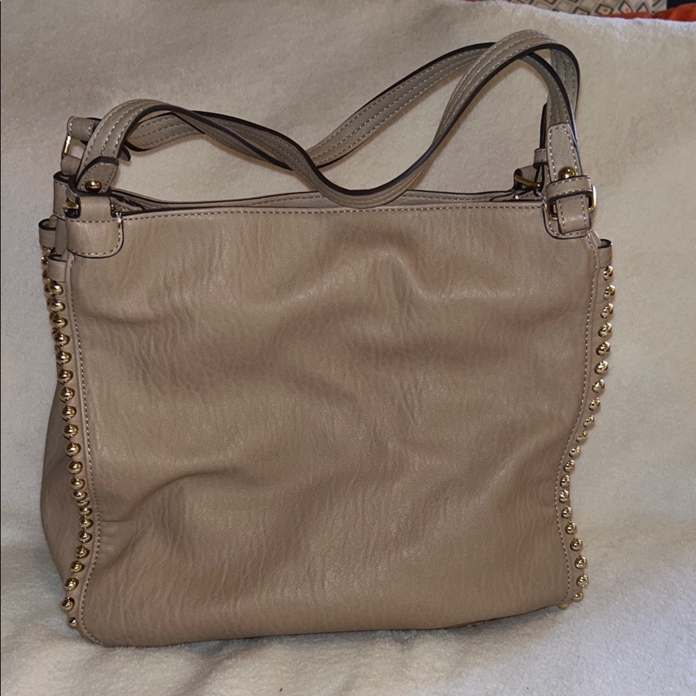Jessica Simpson Tan Shoulder Bag with Gold Studs